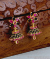 New Arrival Floral Motif Black And Ruby CZ Jhumka Earring ER5939 New Arrival Floral Motif Black And Ruby CZ Jhumka Earring ER5939
