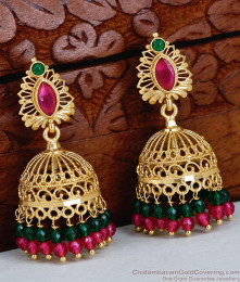 Luxury 22K Gold Plated Handcrafted Kemp Jhumka Earrings ER5940