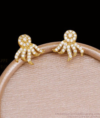 Ethnic White Cz Stone Curved Ear Crawler Studs Online ER5944