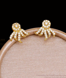 Ethnic White Cz Stone Curved Ear Crawler Studs Online ER5944