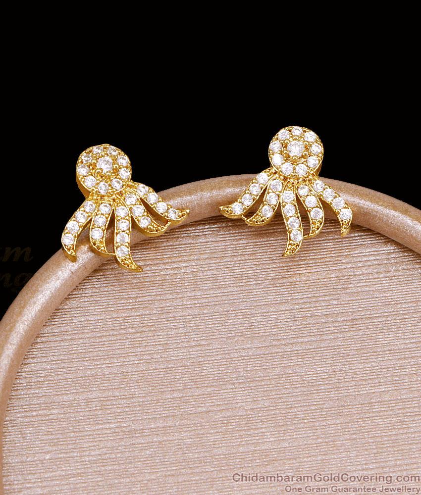 Ethnic White Cz Stone Curved Ear Crawler Studs Online ER5944 Ethnic White Cz Stone Curved Ear Crawler Studs Online ER5944