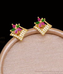 Modern Floral Square Diamond Stud Earrings Online ER5945