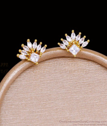 18K Gold Plated Clear Crystal Crown Stud Earrings ER5948