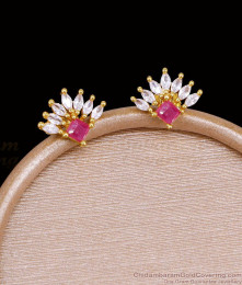 Party Wear Gold Fan Shaped Ad Stone Stud Earring ER5949