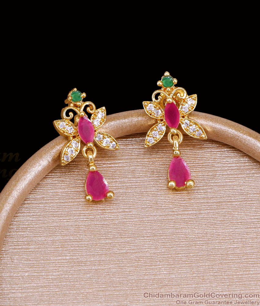 South Indian Traditional Gold Plated Butterfly Dangle Stud Earrings ER5955 South Indian Traditional Gold Plated Butterfly Dangle Stud Earrings ER5955