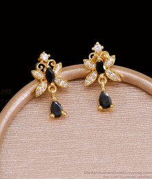 22K Gold Plated Kemp Black Stone Butterfly Drop Earrings ER5956