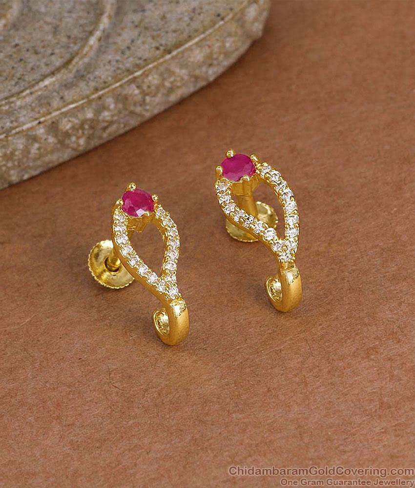Traditional Gold Plated Stone Stud Earring For Women ER5958