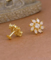 Glittering White Stone Floral Gold Imitation Stud For Women ER5963 Glittering White Stone Floral Gold Imitation Stud For Women ER5963