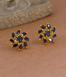 New Arrival Black Stone Stud Earring Flower Design Online ER5965 New Arrival Black Stone Stud Earring Flower Design Online ER5965