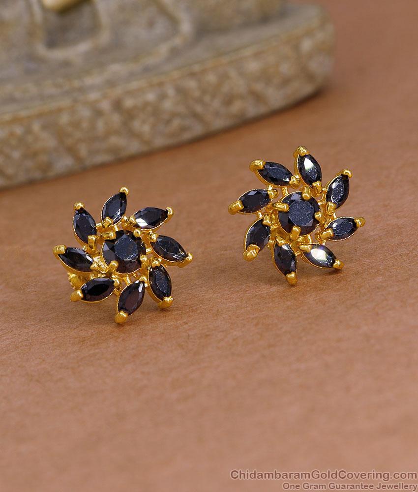 New Arrival Black Stone Stud Earring Flower Design Online ER5965 New Arrival Black Stone Stud Earring Flower Design Online ER5965