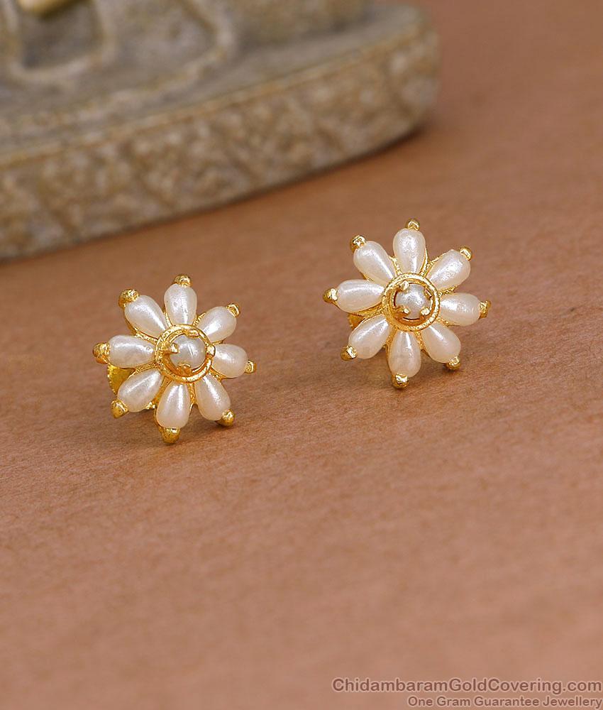 Light Weight White Stone Stud Earring For College Wear ER5970 Light Weight White Stone Stud Earring For College Wear ER5970