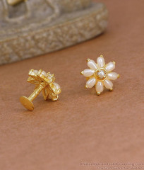 Light Weight White Stone Stud Earring For College Wear ER5970 Light Weight White Stone Stud Earring For College Wear ER5970