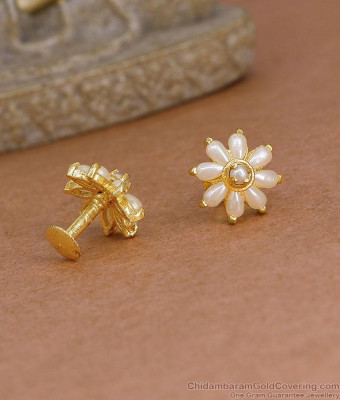 Light Weight White Stone Stud Earring For College Wear ER5970