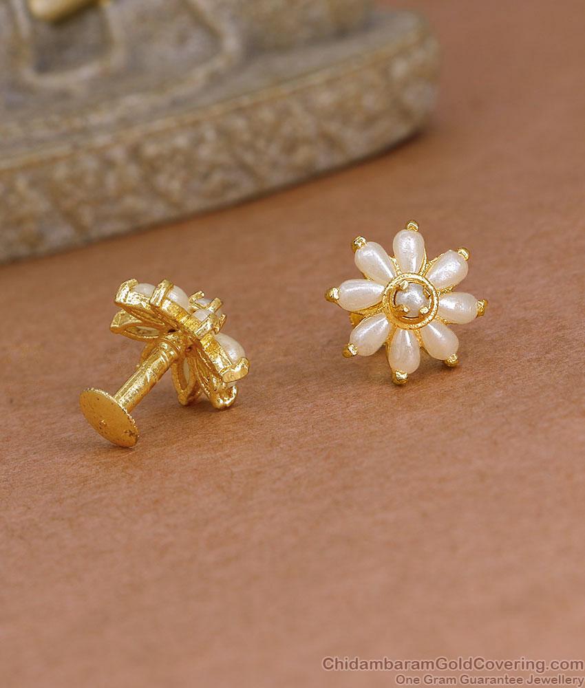 Light Weight White Stone Stud Earring For College Wear ER5970 Light Weight White Stone Stud Earring For College Wear ER5970