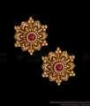 Stylish Floral Design Single Ruby Stone Antique Gold Stud ER5973 Stylish Floral Design Single Ruby Stone Antique Gold Stud ER5973