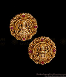 Traditional Lakshmi Motif Ruby Stone Earring Antique Collections ER5978 Traditional Lakshmi Motif Ruby Stone Earring Antique Collections ER5978