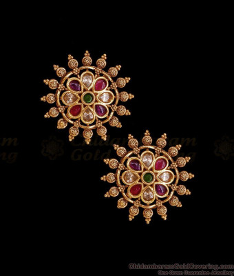 Trendy Navaratna Stone Antique Gold Earring Bridal Collections ER5980