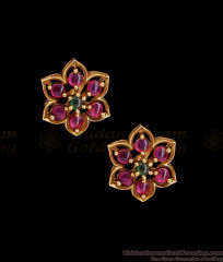 Small Kemp Stone Floral Antique Gold Earring Online ER5981
