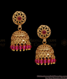 Traditional Mango Design Antique Gold Jhumkas For Wedding ER5982 Traditional Mango Design Antique Gold Jhumkas For Wedding ER5982