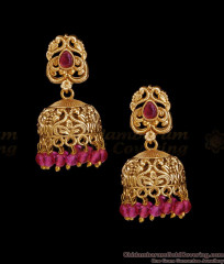 Classic Red Crystals Drops Antique Gold Jhumki Earring ER5984 Classic Red Crystals Drops Antique Gold Jhumki Earring ER5984
