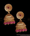 Elegant Antique Gold Jhumki Earring Hanging Ruby Beads Design ER5989