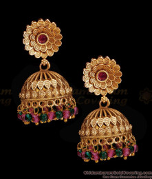 Bridal Wear Matt Finish Antique Gold Jhumki Earring Online ER5990 Bridal Wear Matt Finish Antique Gold Jhumki Earring Online ER5990