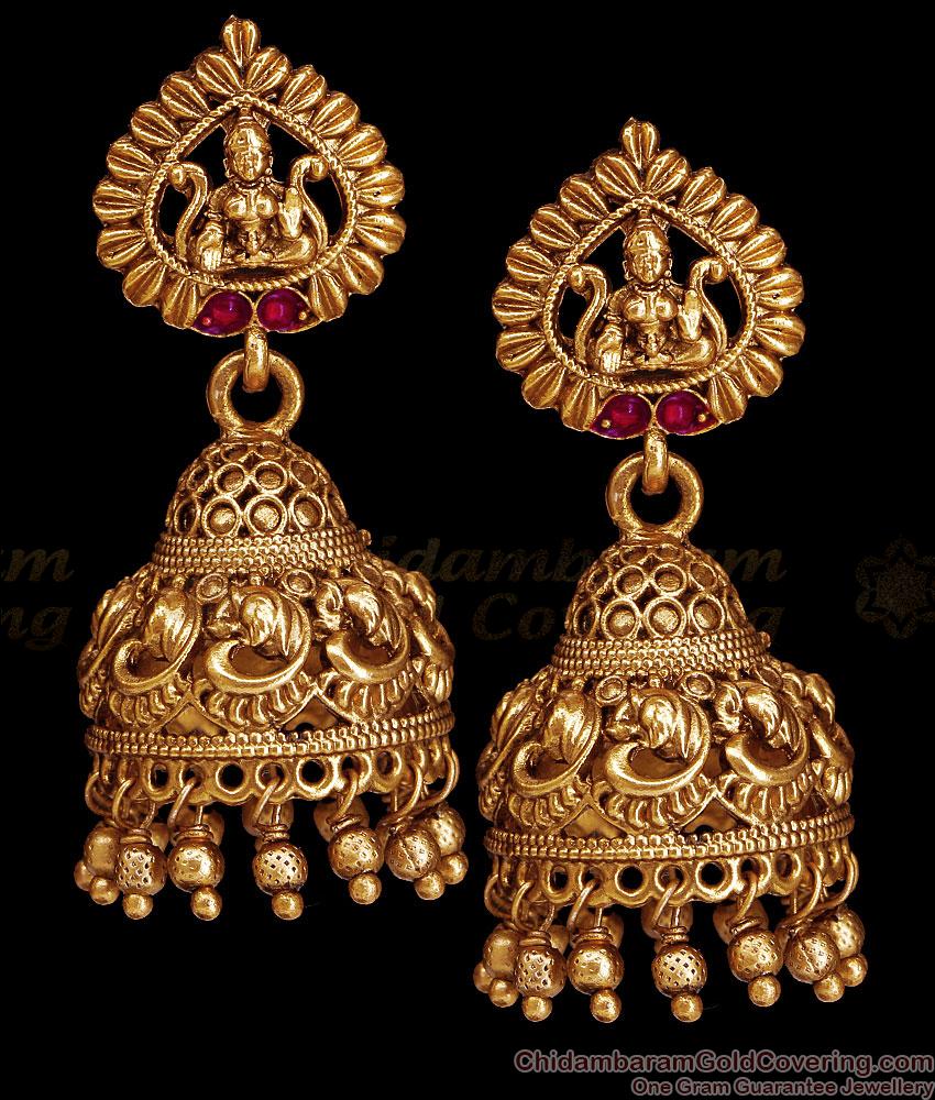 Premium Quality Lakshmi Motif Antique Jhumki Earring For Wedding ER5992 Premium Quality Lakshmi Motif Antique Jhumki Earring For Wedding ER5992
