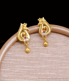 Forming Gold Ruby White Stone Peacock Studs For Women ER5993