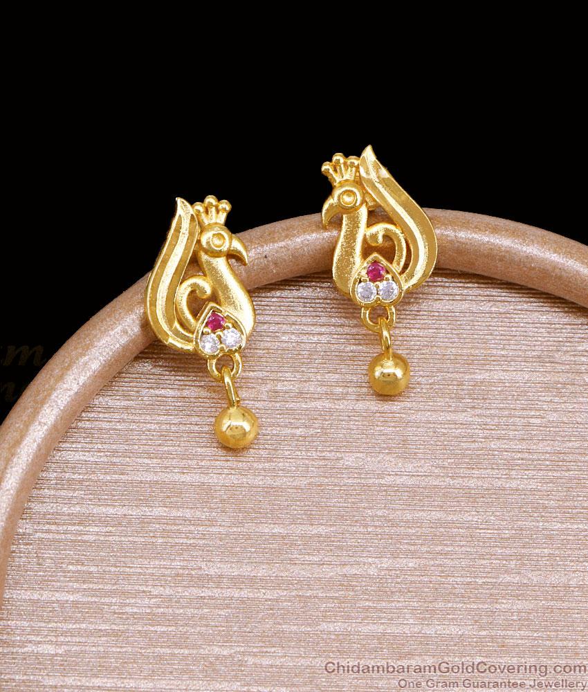 Forming Gold Ruby White Stone Peacock Studs For Women ER5993