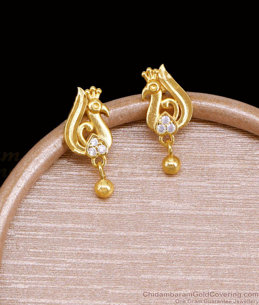 Trendy Full White Stone Peacock Studs 2 Gram Gold Earring ER5994 Trendy Full White Stone Peacock Studs 2 Gram Gold Earring ER5994