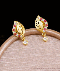 South Indian Ruby CZ Border Leaf Stud Earring ER5995 South Indian Ruby CZ Border Leaf Stud Earring ER5995