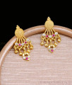 Festive Wear 2 Gram Gold Forming Fan Danglers With Ruby Drops ER5996 Festive Wear 2 Gram Gold Forming Fan Danglers With Ruby Drops ER5996