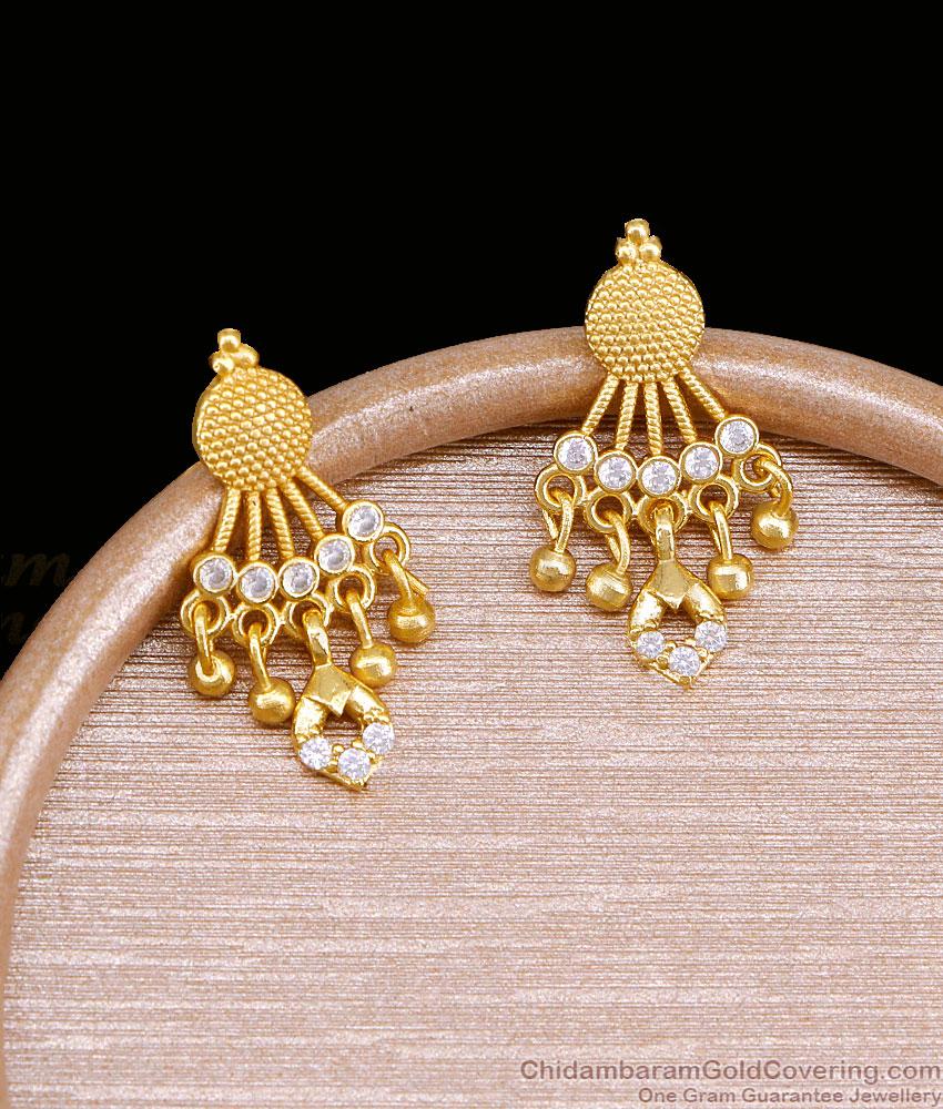 New Arrival Forming Gold White Stone Drop Earrings Online ER5997 New Arrival Forming Gold White Stone Drop Earrings Online ER5997