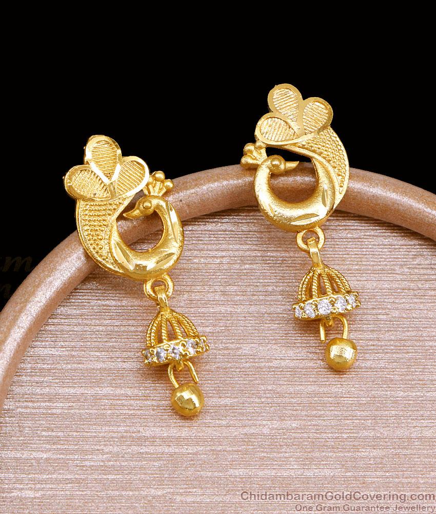 Gold Forming Peacock Mini Jhumka Dangler Earring For Women ER5998 Gold Forming Peacock Mini Jhumka Dangler Earring For Women ER5998