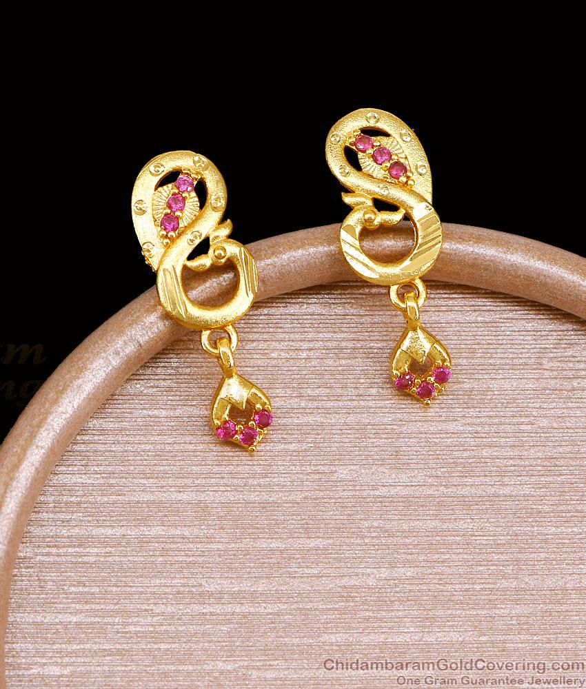 Lightweight Micro Gold Forming Peacock Swirl Drop Earrings ER5999 Lightweight Micro Gold Forming Peacock Swirl Drop Earrings ER5999