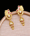 Latest Ruby White Stone Forming Gold Layered Jhumki Type Earring ER6000