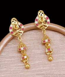 Floral Arch Crown Gold Forming Earrings with Dual Step Cage Jhumka Drops ER6001