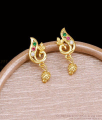 Ethnic Gold Finished Multi-Stone Peacock Tops Stud Earring ER6002 Ethnic Gold Finished Multi-Stone Peacock Tops Stud Earring ER6002