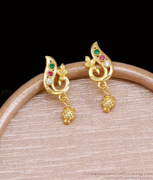 Ethnic Gold Finished Multi-Stone Peacock Tops Stud Earring ER6002