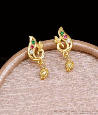 Ethnic Gold Finished Multi-Stone Peacock Tops Stud Earring ER6002