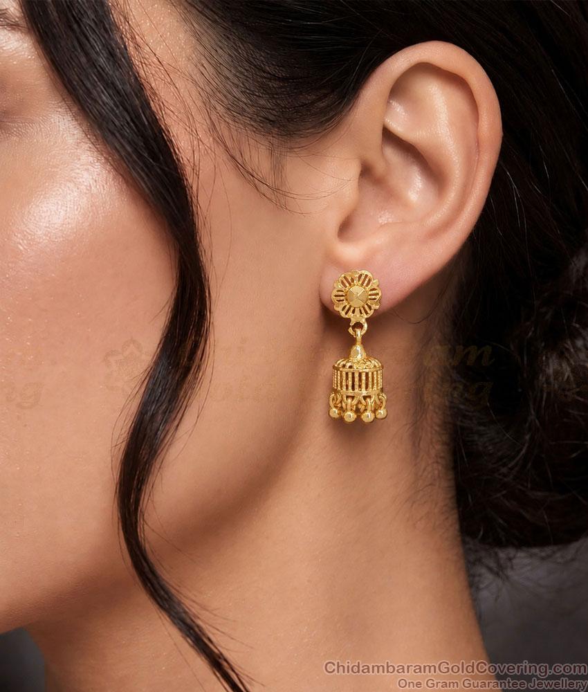 Small One Gram Gold Jhumka Daily Wear Earrings ER6003 Small One Gram Gold Jhumka Daily Wear Earrings ER6003