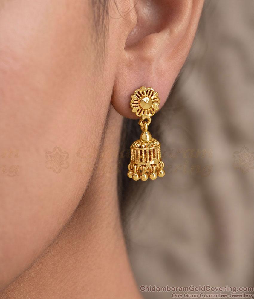 Small One Gram Gold Jhumka Daily Wear Earrings ER6003 Small One Gram Gold Jhumka Daily Wear Earrings ER6003