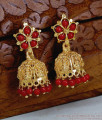 Lakshmi Design Red Coral One Gram Gold Jhumka ER6006