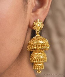 3 Layer Adukku Jhumka One Gram Gold Bridal Earrings ER6008