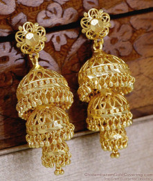 Big Cutwork 3 Layer Adukku Jhumka One Gram Gold ER6009
