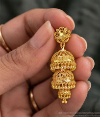 Big Cutwork 3 Layer Adukku Jhumka One Gram Gold ER6009 Big Cutwork 3 Layer Adukku Jhumka One Gram Gold ER6009