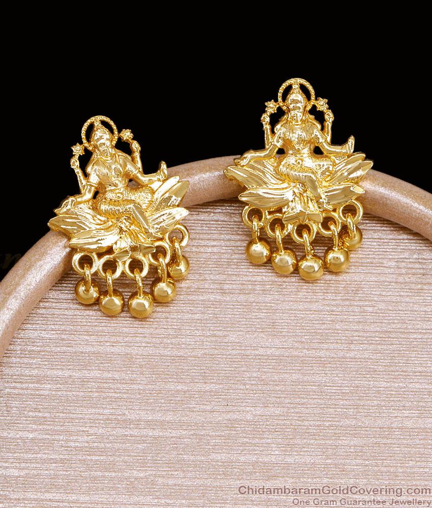 Lakshmi Design Plain One Gram Gold Stud With Bead Hangings ER6010 Lakshmi Design Plain One Gram Gold Stud With Bead Hangings ER6010