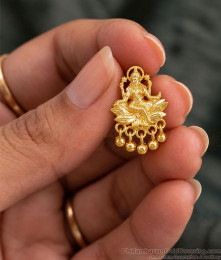 Lakshmi Design Plain One Gram Gold Stud With Bead Hangings ER6010