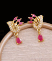 Ruby White Stone Peacock One Gram Gold Drop Earrings ER6014 Ruby White Stone Peacock One Gram Gold Drop Earrings ER6014