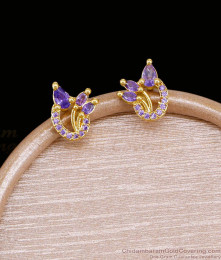 Small Purple Stone One Gram Gold Stud Earrings ER6019